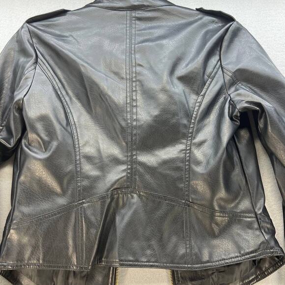 Miss London Faux Leather Moto Jacket Size Medium - Picture 10 of 13